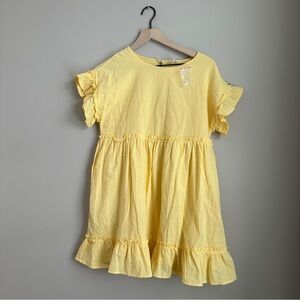 Hayden Girls Yellow Cotton Ruffle Sleeve Tiered Dress Size XL